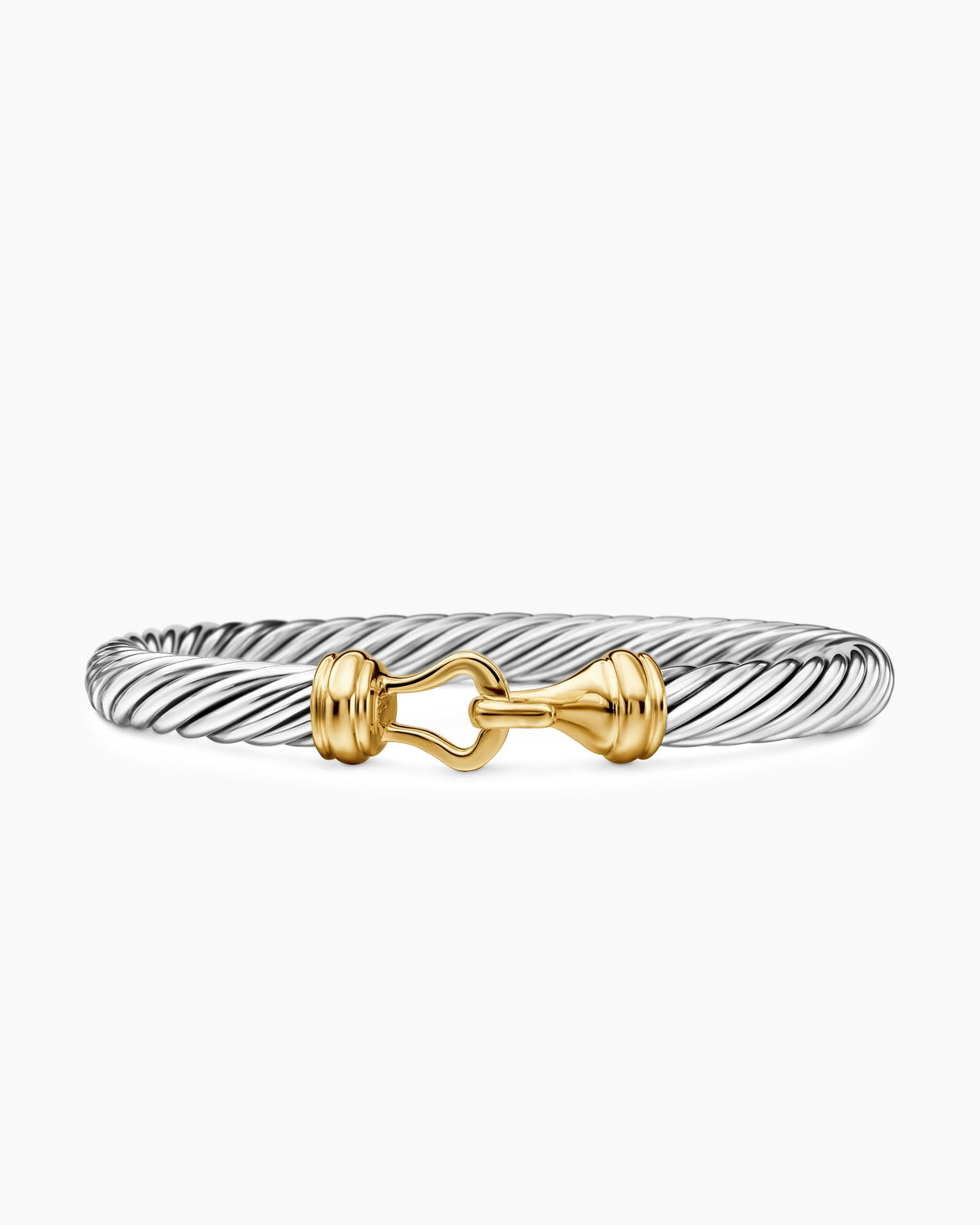 Buckle Classic Cable Bracelet in Sterling Silver with 14K Yellow Gold, 7mm