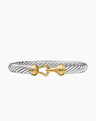 Buckle Classic Cable Bracelet in Sterling Silver with 14K Yellow Gold, 7mm