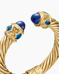 Renaissance® Classic Cable Bracelet in 18K Yellow Gold with Lapis and Hampton Blue Topaz, 10mm
