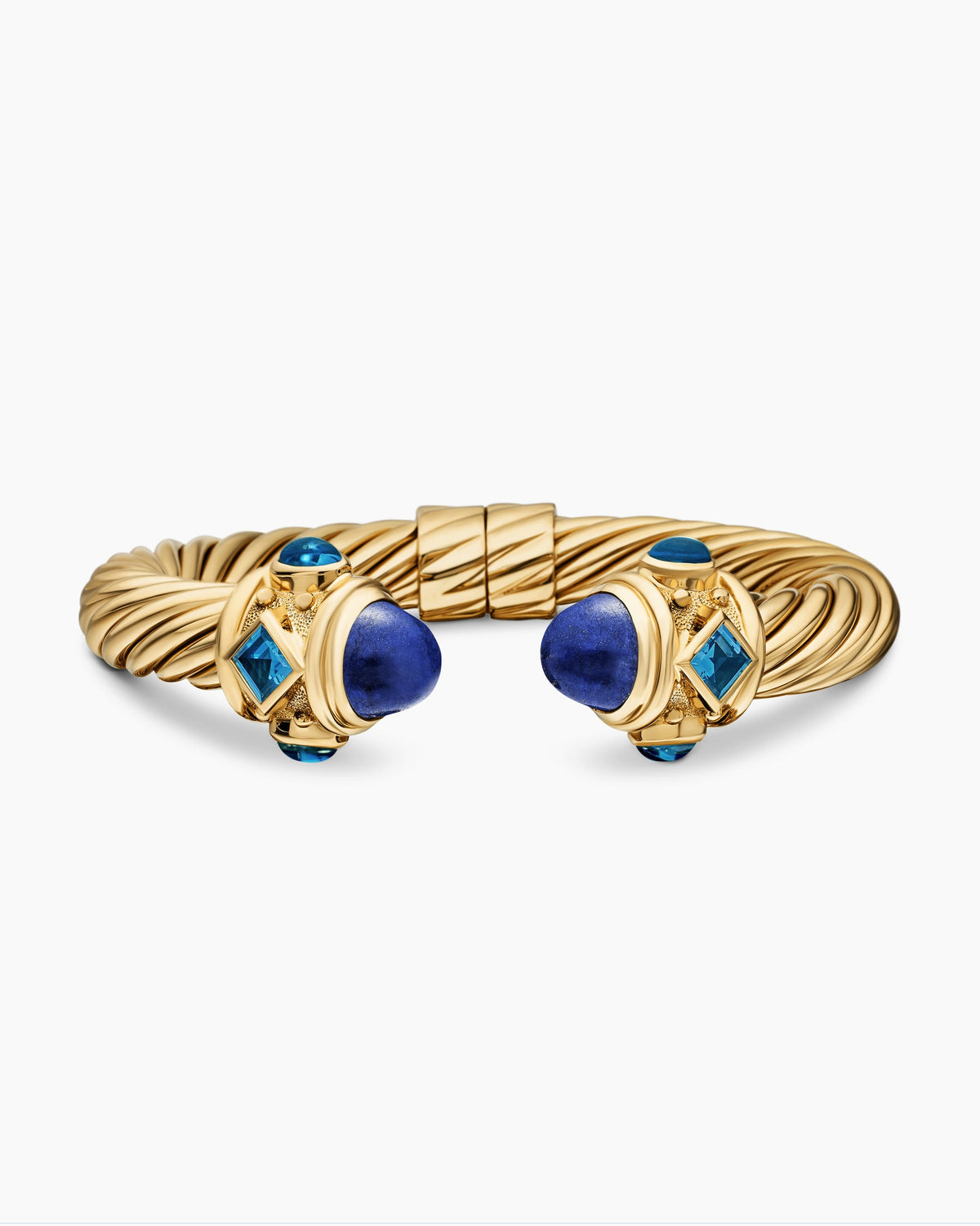Renaissance® Classic Cable Bracelet in 18K Yellow Gold with Lapis and Hampton Blue Topaz, 10mm