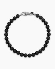 Spiritual Beads Bracelet in Sterling Silver with Black Onyx, 6mm