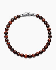 Spiritual Beads Bracelet in Sterling Silver with Red Tiger’s Eye, 6mm