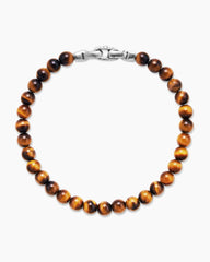 Spiritual Beads Bracelet in Sterling Silver with Tiger’s Eye, 6mm
