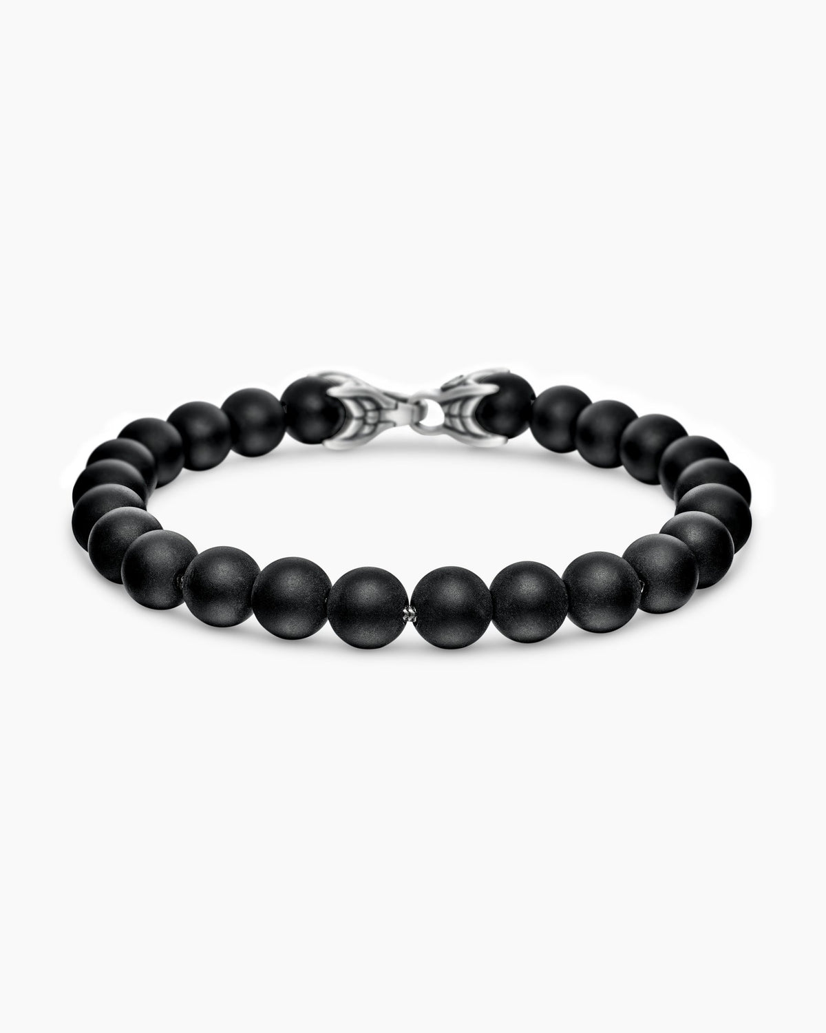 Spiritual Beads Bracelet in Sterling Silver with Black Onyx, 8mm