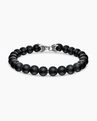 Spiritual Beads Bracelet in Sterling Silver with Black Onyx, 8mm