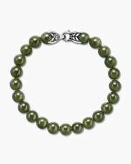 Spiritual Beads Bracelet in Sterling Silver with Nephrite Jade, 8mm