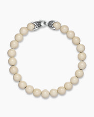 Spiritual Beads Bracelet in Sterling Silver with River Stone, 8mm