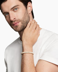 Spiritual Beads Bracelet in Sterling Silver with River Stone, 8mm