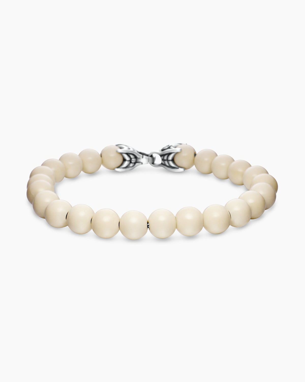 Spiritual Beads Bracelet in Sterling Silver with River Stone, 8mm