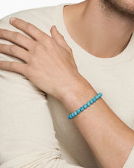 Spiritual Beads Bracelet in Sterling Silver with Turquoise, 8mm