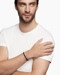 Chevron Woven Bracelet in Black Rubber and Sterling Silver, 6mm