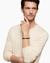 Spiritual Beads Bracelet in Sterling Silver with Black Onyx and Pavé Black Diamond Accent, 8mm