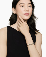 X Classic Cable Station Bracelet in Sterling Silver with 14K Yellow Gold, 7mm