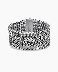 Box Chain Eight Row Bracelet in Sterling Silver, 28mm