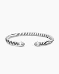 Classic Cable Bracelet in Sterling Silver with Pavé Diamond Domes, 5mm