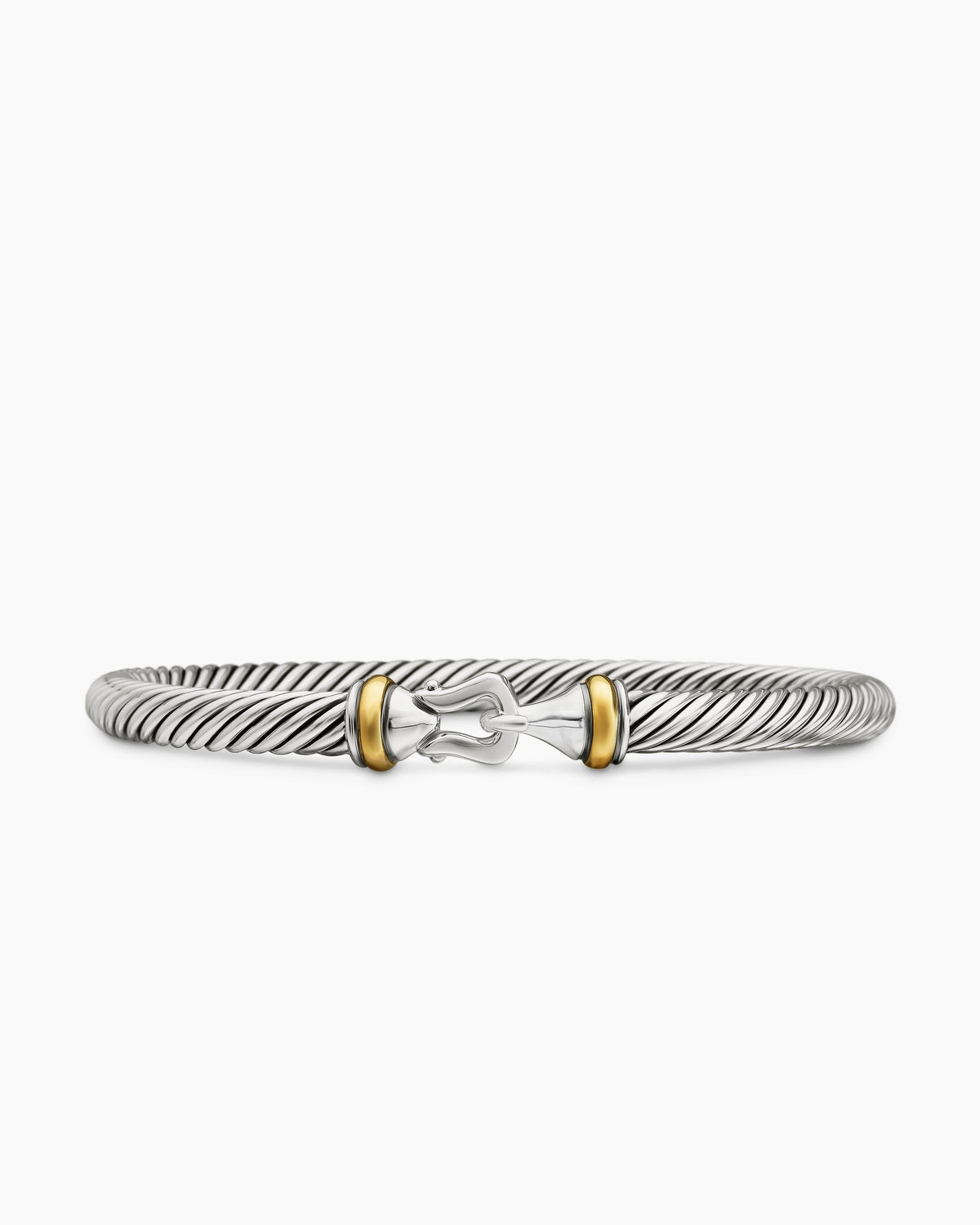 Buckle Classic Cable Bracelet in Sterling Silver with 18K Yellow Gold, 5mm