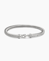 Buckle Classic Cable Bracelet in Sterling Silver with Diamonds, 5mm