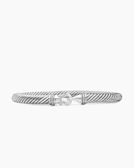 Buckle Classic Cable Bracelet in Sterling Silver with Diamonds, 5mm