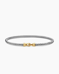 Buckle Classic Cable Bracelet in Sterling Silver with 18K Yellow Gold, 3mm