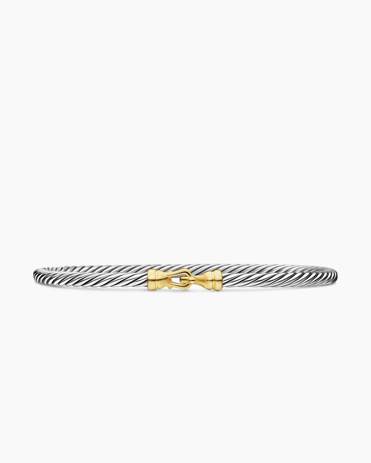 Buckle Classic Cable Bracelet in Sterling Silver with 18K Yellow Gold, 3mm