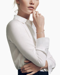 Classic Cable Heart Station Bracelet in Sterling Silver with Pavé, 3mm