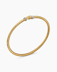Buckle Classic Cable Bracelet in 18K Yellow Gold with Diamonds, 2.6mm