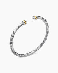 Classic Cable Bracelet in Sterling Silver with 18K Yellow Gold, 4mm