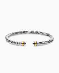 Classic Cable Bracelet in Sterling Silver with 18K Yellow Gold, 4mm