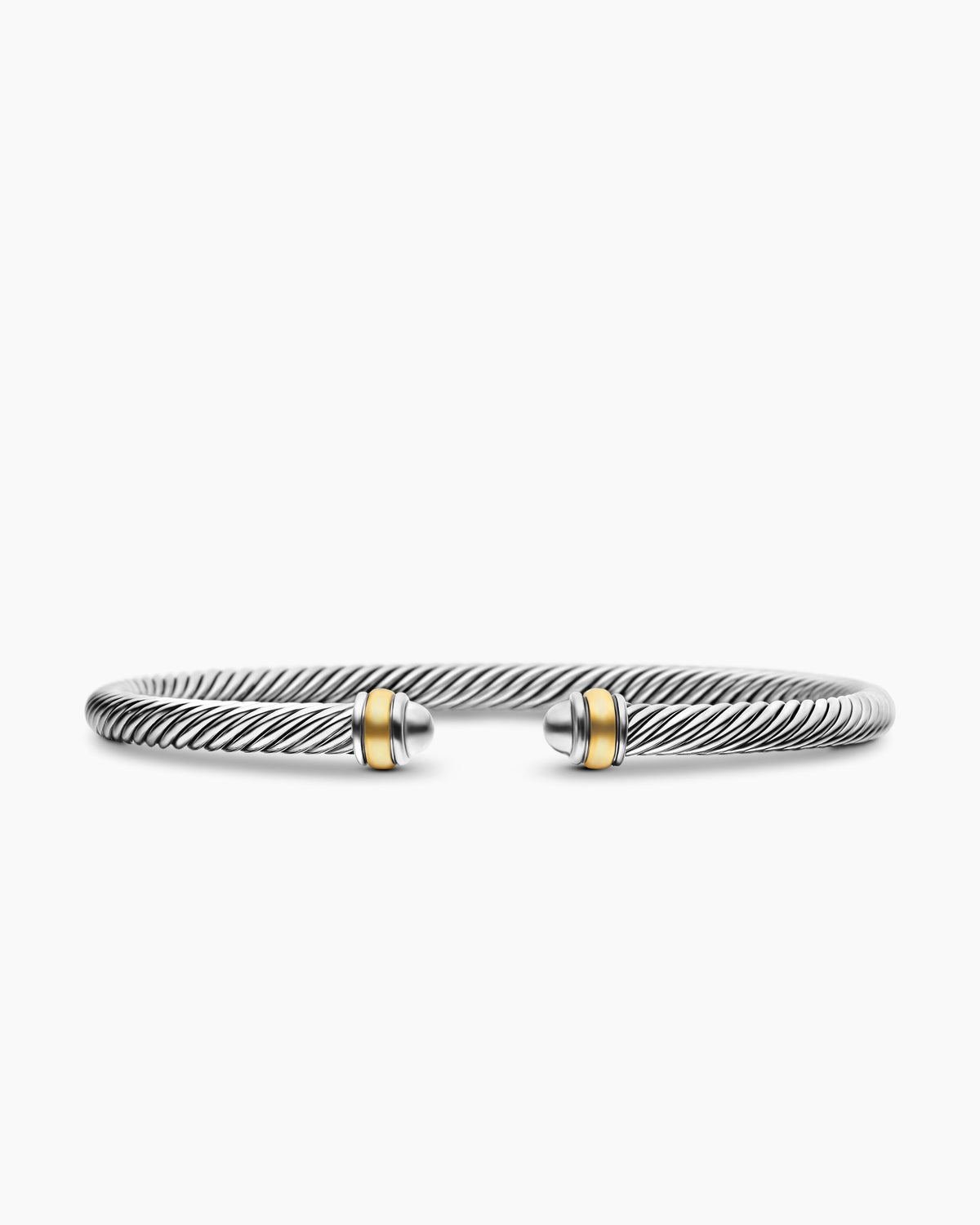 Classic Cable Bracelet in Sterling Silver with 18K Yellow Gold, 4mm