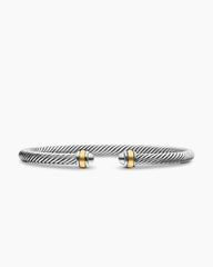 Classic Cable Bracelet in Sterling Silver with 18K Yellow Gold, 4mm
