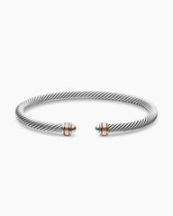 Classic Cable Bracelet in Sterling Silver with 18K Rose Gold, 4mm