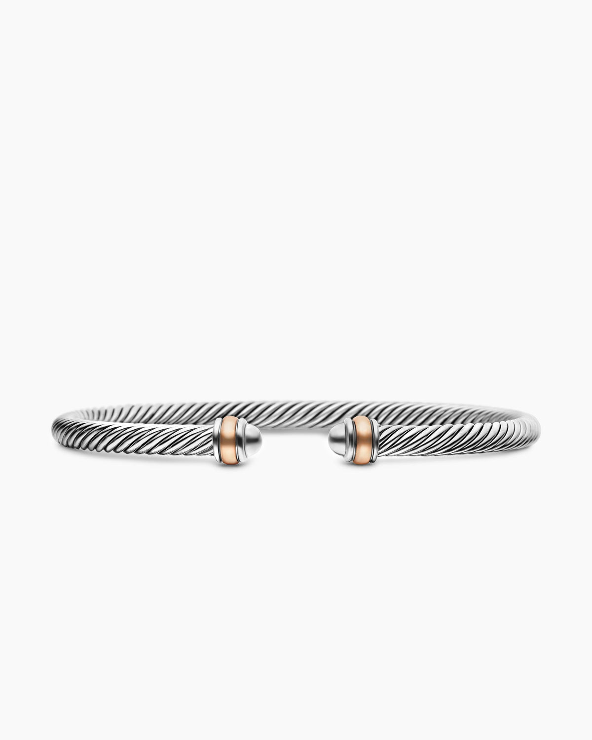 Classic Cable Bracelet in Sterling Silver with 18K Rose Gold, 4mm