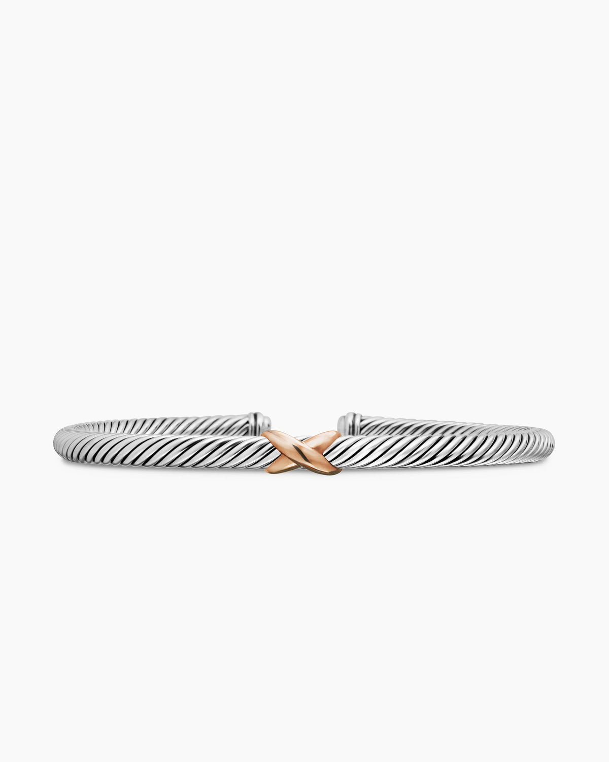 X Classic Cable Station Bracelet in Sterling Silver with 18K Rose Gold, 4mm