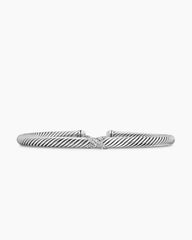 X Classic Cable Station Bracelet in Sterling Silver with Diamonds, 4mm