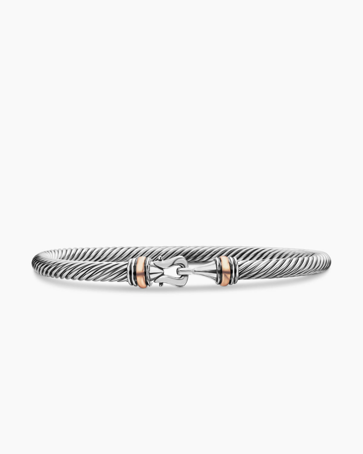 Buckle Classic Cable Bracelet in Sterling Silver with 18K Rose Gold, 4mm