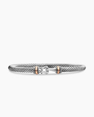 Buckle Classic Cable Bracelet in Sterling Silver with 18K Rose Gold, 4mm