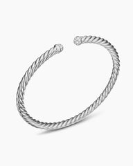 Cable Flex® Bracelet in 18K White Gold with Diamonds, 4mm