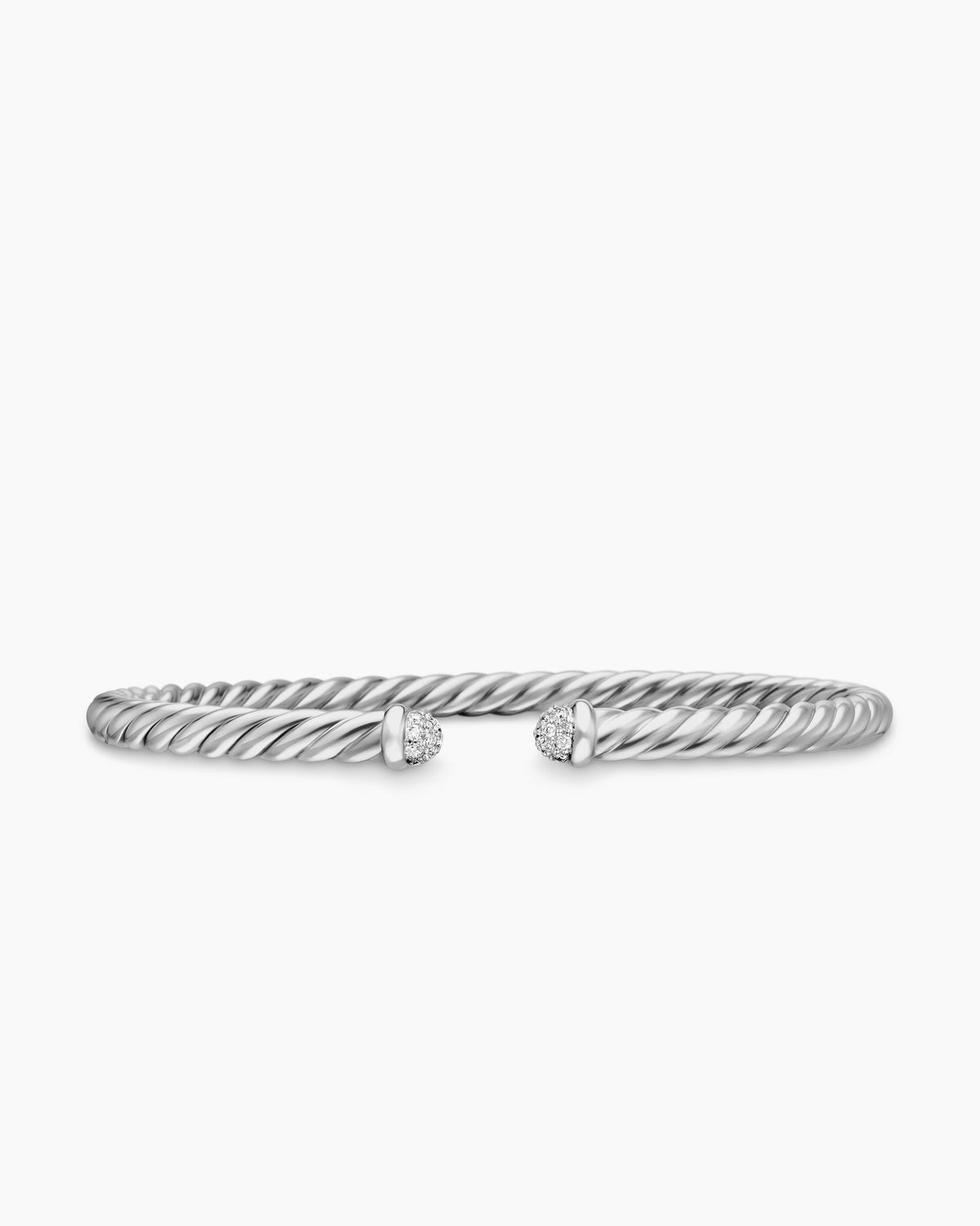 Cable Flex® Bracelet in 18K White Gold with Diamonds, 4mm