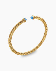 Cablespira® Flex Bracelet in 18K Yellow Gold with Blue Topaz, 4mm