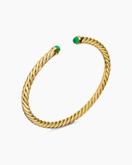 Cablespira® Flex Bracelet in 18K Yellow Gold with Emeralds, 4mm