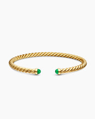 Cablespira® Flex Bracelet in 18K Yellow Gold with Emeralds, 4mm