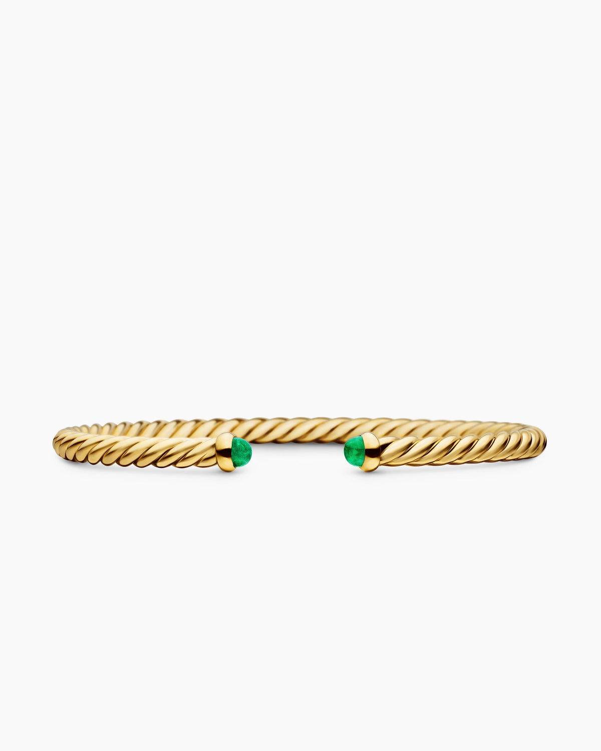 Cablespira® Flex Bracelet in 18K Yellow Gold with Emeralds, 4mm