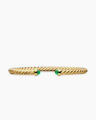 Cablespira® Flex Bracelet in 18K Yellow Gold with Emeralds, 4mm