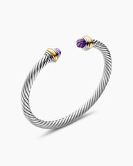 Classic Cable Bracelet in Sterling Silver with 14K Yellow Gold and Amethyst, 5mm