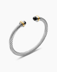 Classic Cable Bracelet in Sterling Silver with 14K Yellow Gold and Black Onyx, 5mm