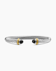 Classic Cable Bracelet in Sterling Silver with 14K Yellow Gold and Black Onyx, 5mm