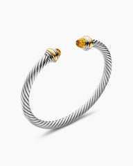 Classic Cable Bracelet in Sterling Silver with 14K Yellow Gold and Citrine, 5mm