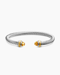 Classic Cable Bracelet in Sterling Silver with 14K Yellow Gold and Citrine, 5mm