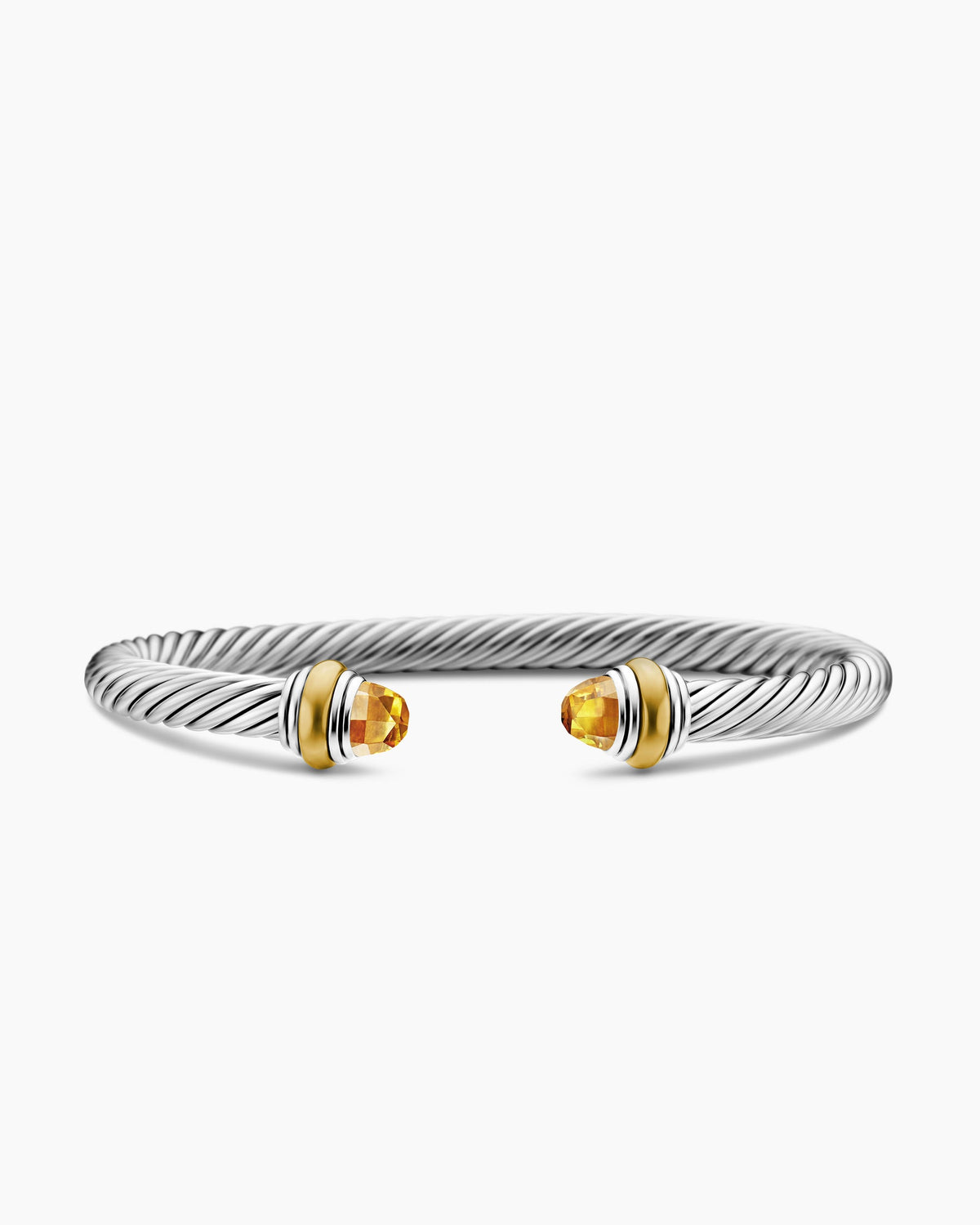 Classic Cable Bracelet in Sterling Silver with 14K Yellow Gold and Citrine, 5mm