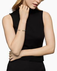 Classic Cable Bracelet in Sterling Silver with 14K Yellow Gold and Gold Domes, 5mm